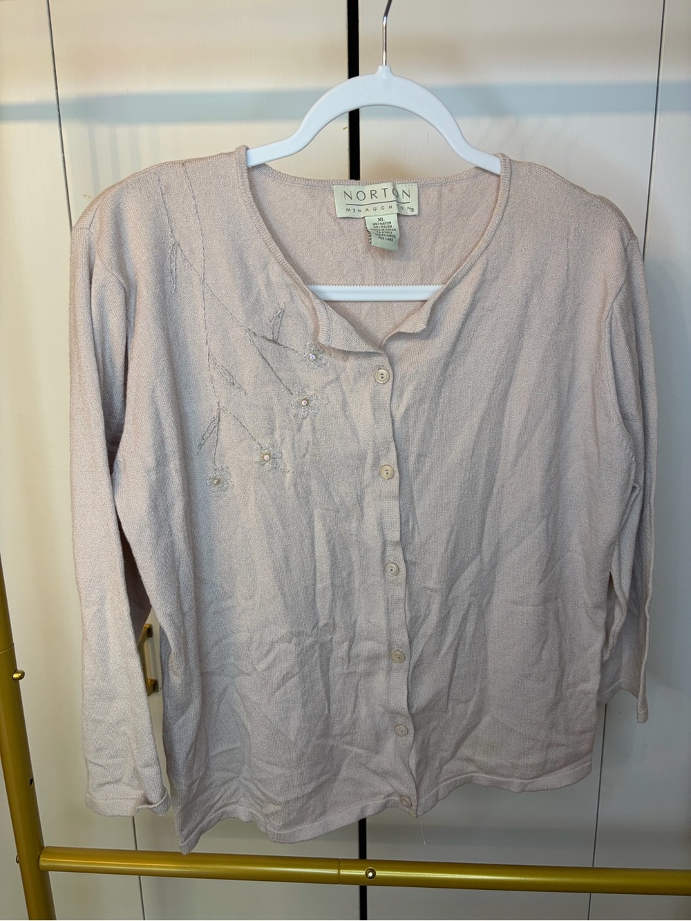 Vintage Light Pink Embellished Cardigan